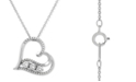 Macy's Diamond Heart 18" Pendant Necklace (1/3 ct. t.w.) in 10k White Gold